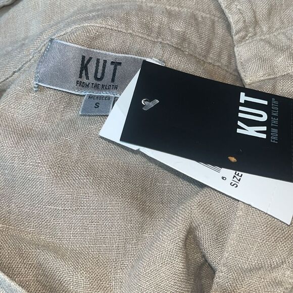 Nwt Kut from the kloth linen tan( stone) shirt 100% linen. - Picture 4 of 6